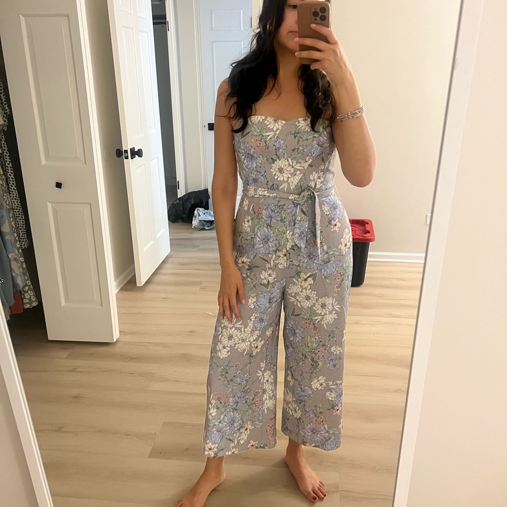 H&M Floral Jumpsuit in Gray and Purple